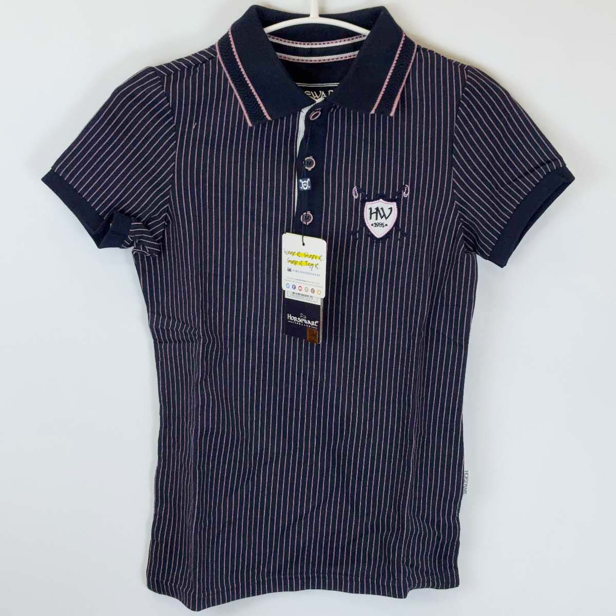 【中古・未使用品】HORSEWARE Tilly Jersey Polo 半袖ポロシャツ XS ネイビー レディース 乗馬 馬術