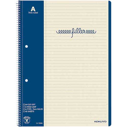 コクヨ フィラーノート A4 A罫マージン罫入40枚 5冊