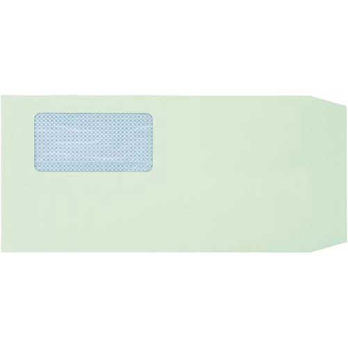 キングコーポレーション 地紋入窓付封筒テープ付 長3 グリーン 100枚