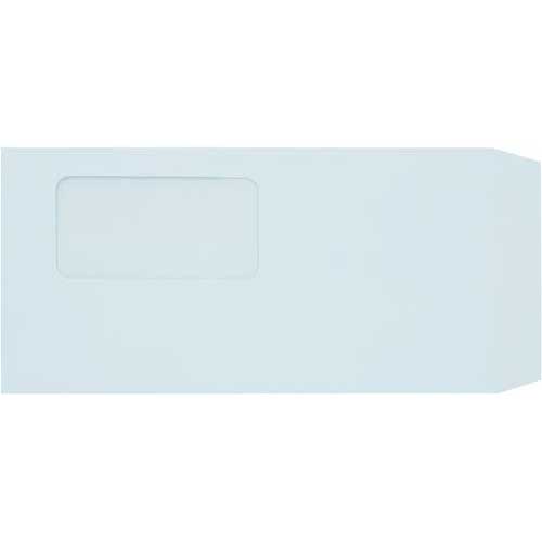 キングコーポレーション 長6 窓付封筒テープのり付き ソフトブルー100枚