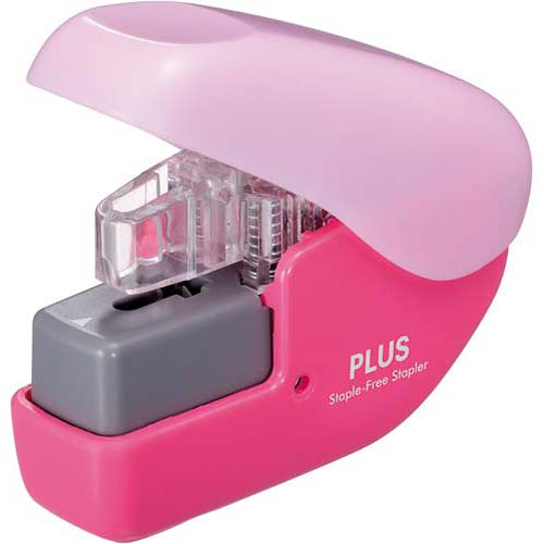プラス 針なしホッチキスペーパークリンチミニ4枚とじ桃5個
