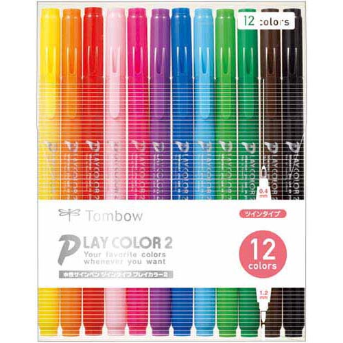 トンボ鉛筆 水性カラーサインペン　プレイカラー2　12色セット