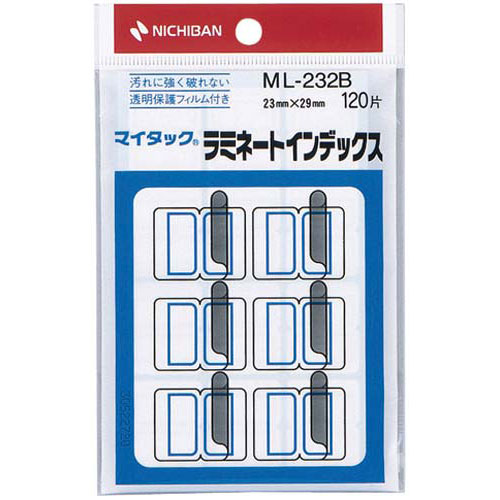 ニチバン マイタックインデックス ラミ付中 青120片×10