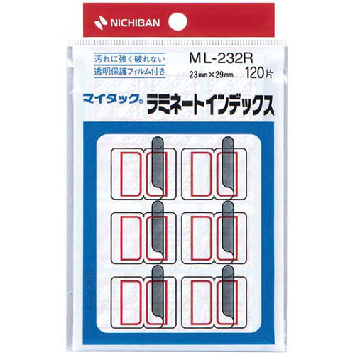 ニチバン マイタックインデックス ラミネート付中 赤120片