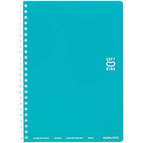 コクヨ ソフトリングノート A5ドットB罫50枚 水色×5