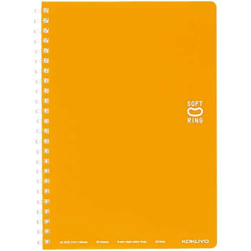 コクヨ ソフトリングノート A5ドットB罫50枚 橙×5