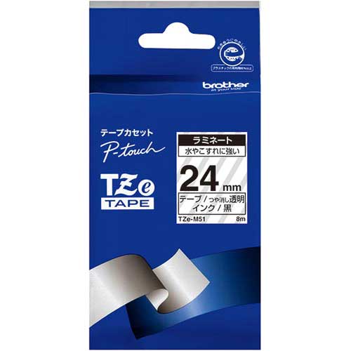 ブラザー ピータッチ つや消し 透明 黒文字 24mm幅 ブラザー ピータッチ つや消し 透明 黒文字 24mm幅