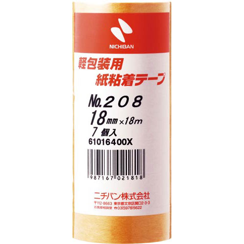 ニチバン 紙粘着テープ　208H　幅18mm　7巻入