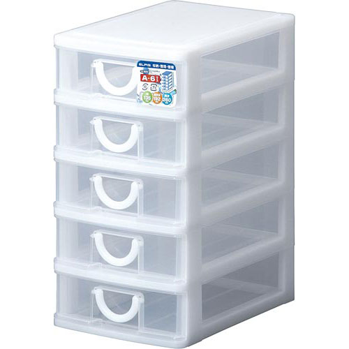 サンコープラスチック エルピスA6 浅型5段 白 3個入