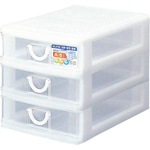 サンコープラスチック エルピスA5 浅型3段 白 3個入