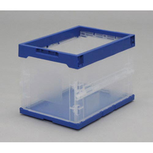 アイリスオーヤマ ハード折りたたみコンテナ ブルー/クリア 20L