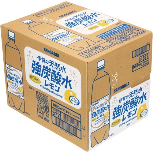 サンガリア 伊賀の天然水強炭酸水レモン　1000ml　12本