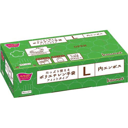 カウネット　「カウコレ」プレミアム ポリエチレン手袋　フィットタイプ　L　200枚×3