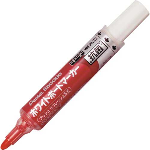 ぺんてる ホワイトボードマーカー ノックル 抗菌 中字 赤