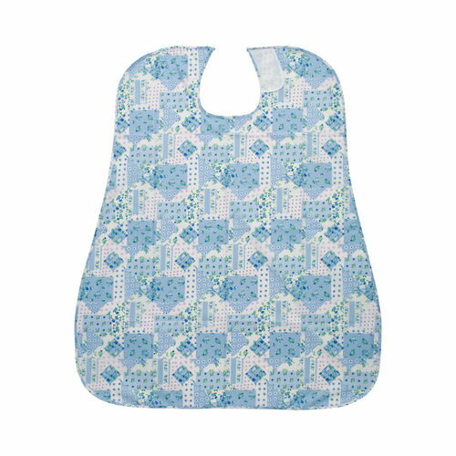 ケアマックス 介援隊 食事用エプロン パッチワークブルー【取寄商品】