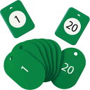 オープン工業 クロークチケット 1−20番 緑【取寄商品】