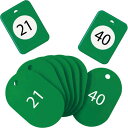 オープン工業 クロークチケット 21−40番 緑【取寄商品】