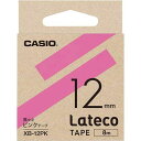 カシオ LATECO 桃色テープ 12mm 黒文字【取寄商品】
