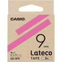カシオ LATECO 桃色テープ 9mm 黒文字【取寄商品】