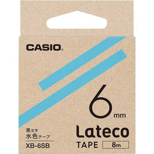 カシオ LATECO 水色テープ 6mm 黒文字【取寄商品】