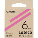 カシオ LATECO 桃色テープ 6mm 黒文字【取寄商品】