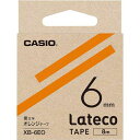カシオ LATECO 橙色テープ 6mm 黒文字【取寄商品】