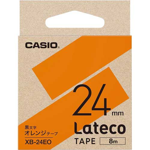 「プラゴミ削減」対応の【LATECO】24mmテープ●質量／40g●寸法／52×52×24mm●ラベル幅／24mm●ラベル色／オレンジ●文字色／黒●テープ長さ／8m●単位／1個●メーカー品番／XB−24EO※この商品は、商品デザイン、パッケ...