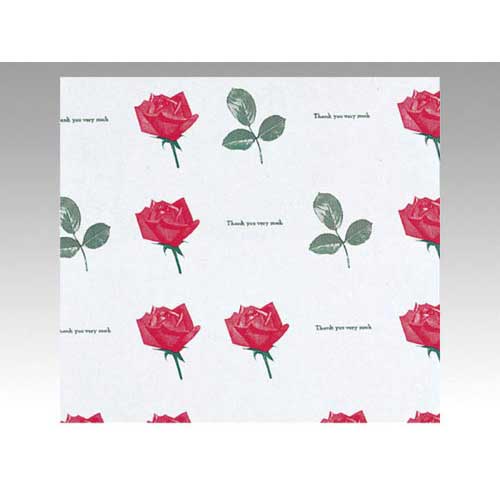ベルベ 201 包装紙 赤いバラ 厚口 半切 500枚入【取寄商品】