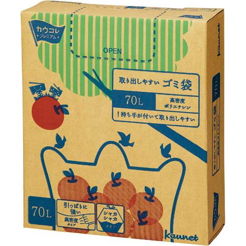 カウネット　「カウコレ」プレミアム 取り出しやすい高密度ゴミ袋　70L　100枚×4