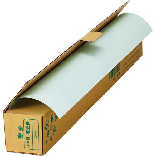 カウネット 「カウコレ」プレミアム 色マス目模造紙 30m巻ロール ブルー 3本