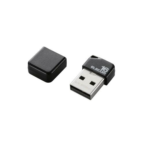 エレコム USB2．0メモリ 小型 キャップ付 16GB 黒