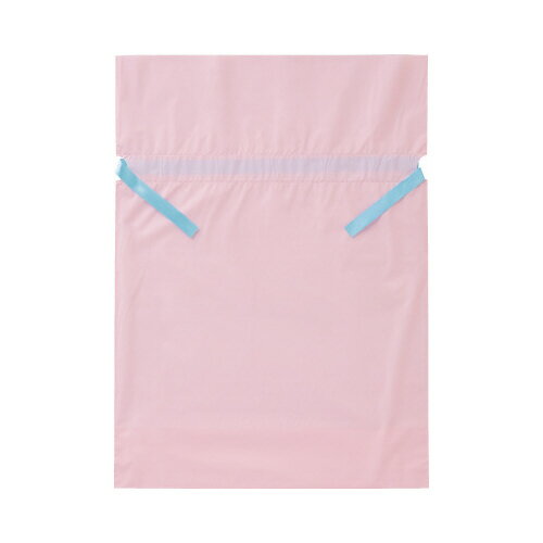 フロンティア 梨地ポリ巾着袋（底マチ付）　ピンク　L　20枚