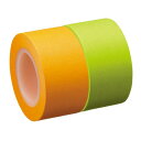 カウネット 強粘着ロール付箋 詰替 25mm 橙・緑×10