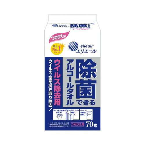 高濃度アルコール配合（50％程度）。手にやさしいアロエエキス配合。●寸法／78×64×142mm●シート寸法／130×200mm●箱寸法／155×407×328mm（1箱）●成分／ポリアミノプロピルビグアニド、ベンザルコニウムクロリド配合●種別／詰替●枚数／70枚入●生産国／日本製●単位／1箱（24パック入）●メーカー品番／21000186×24※メーカーの都合によりパッケージが予告なく変更される場合があります。※1箱単位でお申し込みください。▼kaumall▼