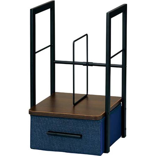 カウネット 「カウコレ」プレミアム Katazuk引出し付ブックスタンドスリム 濃茶