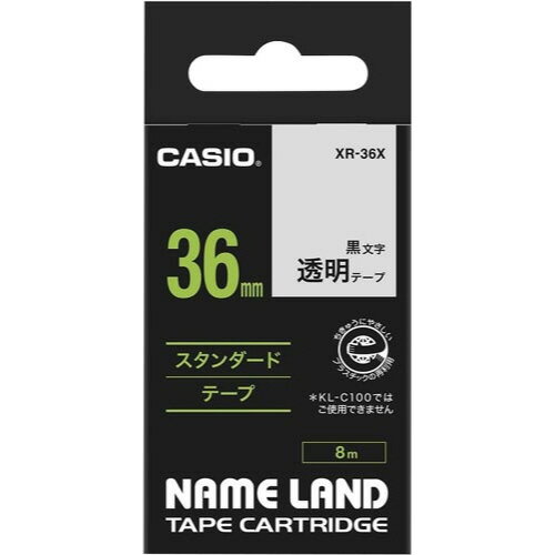 カシオ ネームランド　透明テープ　36mm　黒文字