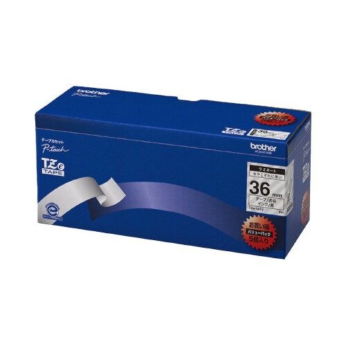 ブラザー ピータッチ　ラミネート透明テープ36mm黒文字5個