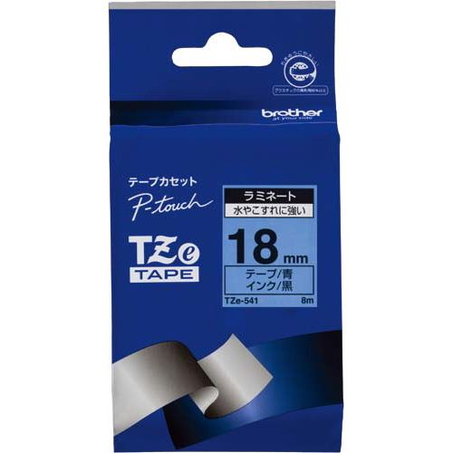 ブラザー ピータッチ　ラミネート青色テープ18mm黒文字×5