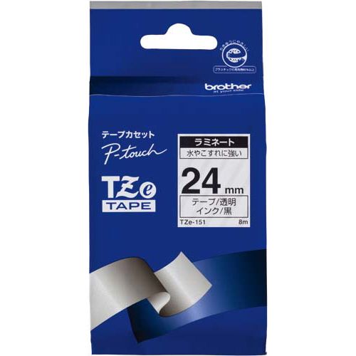 ブラザー ピータッチ　透明テープ　24mm黒文字×5