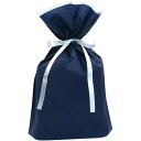 フロンティア 不織布巾着バッグ底マチ付ネイビー M 10枚入