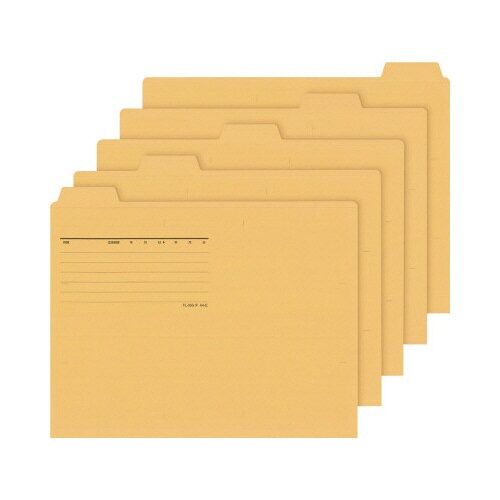 プラス 1/5カットフォルダーカラー A4 黄 5枚