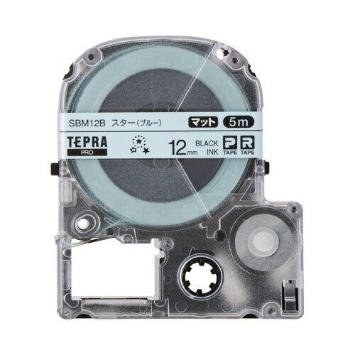 キングジム テプラPROテープ　マット模様　スター12mm黒字