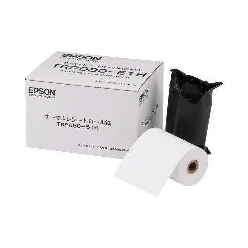 EPSONのレシートプリンタ対応の感熱ロールペーパー。●種別／高保存●幅×直径／80×51mm●穴内径／12mm●長さ／約23．5m●対応機種／TM−P80／TM−P80シリーズ●寸法／紙幅80×外径51mm●単位／1パック（5巻入）●メー...