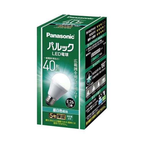 パナソニック ベーシック　LED電球　E26　40形　昼白色×3