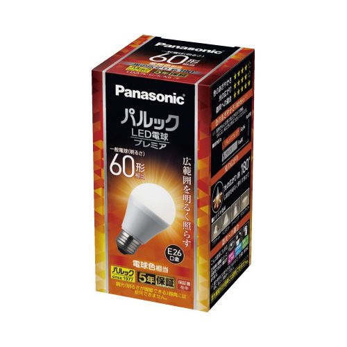 パナソニック LED電球プレミア　E26　広配光60形電球色×3