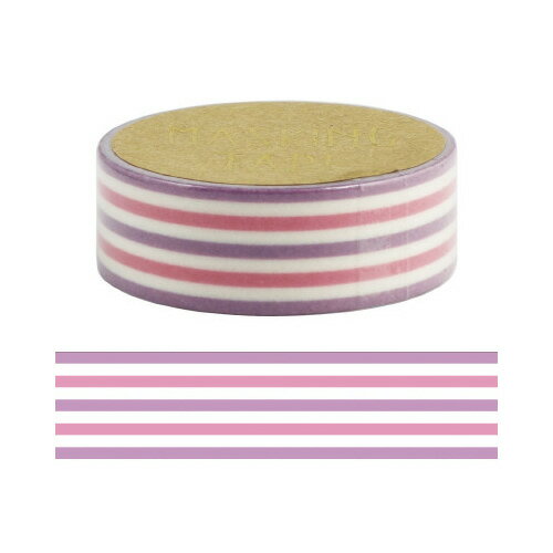 ワールドクラフト マスキングテープ ボーダーパープル