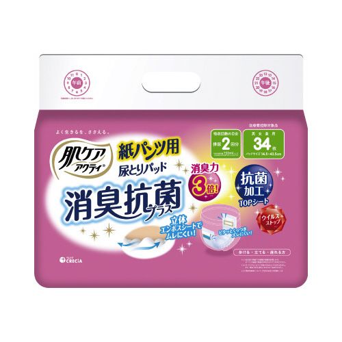 日本製紙クレシア 肌ケアアクティ　紙パンツ用尿とりパッド　34枚×6