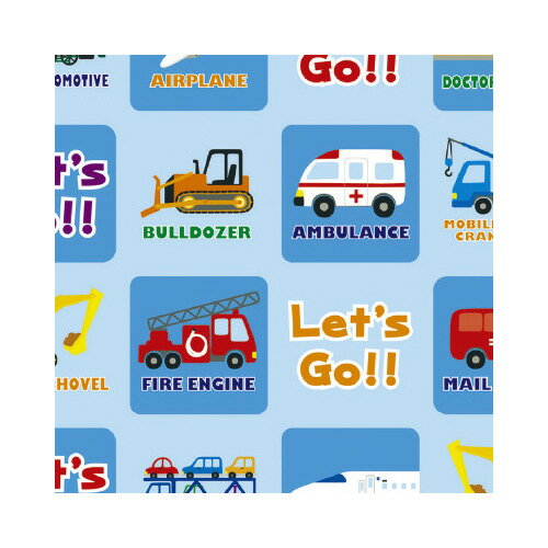 ササガワ 包装紙 はたらくのりもの 半才判【取寄商品】