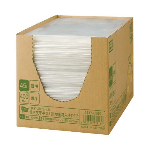 カウネット　「カウコレ」プレミアム 増量箱入り低密度厚口ゴミ袋　45L　400枚