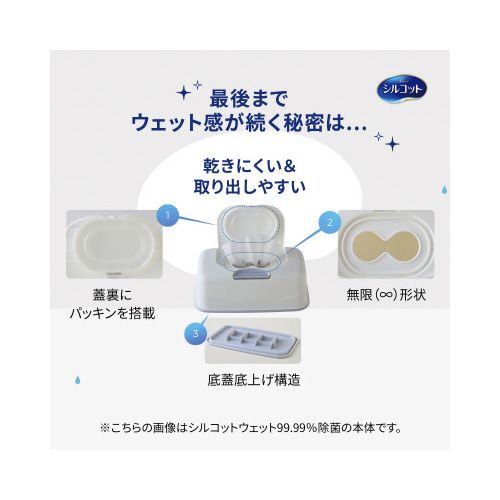 ユニ・チャーム シルコットW　99．99％除菌　詰替　40枚入×3